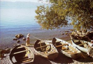 Whitening the cloths on the shores of Ohrid Lake