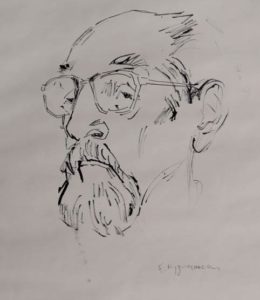 Todor Skalovski portrait by Pavle Kuzmanoski.